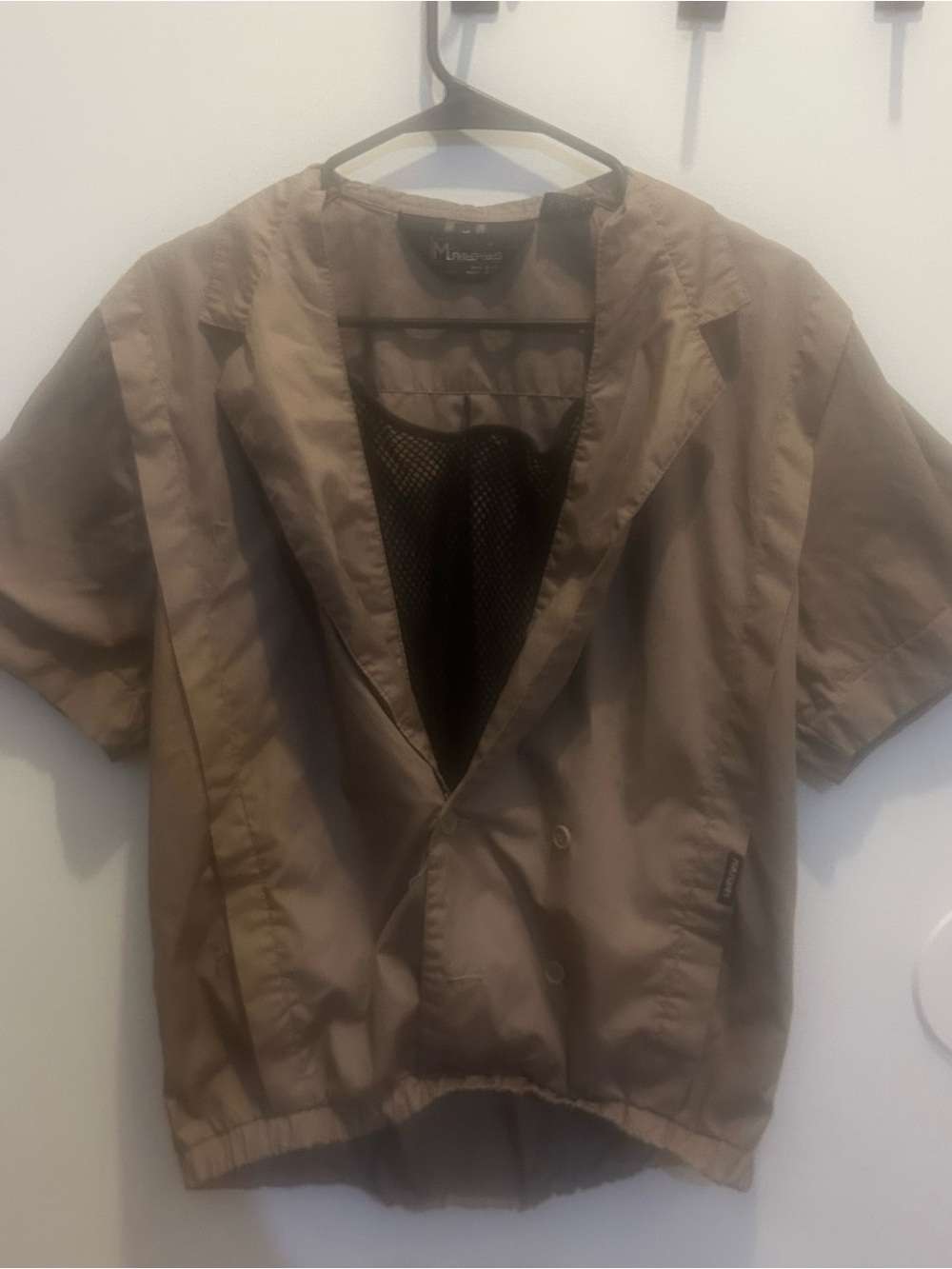 taupe utility short sleeved top